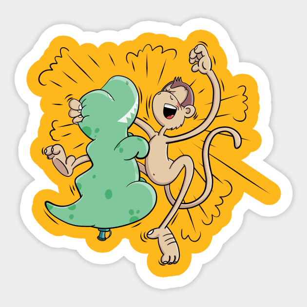Cute Monkey junior meets his inflatable Arch Enemy Sticker by schlag.art